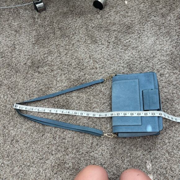 Uno Alla Volta Italian Suede Santo Spirito Crossbody Blue - Picture 11 of 15